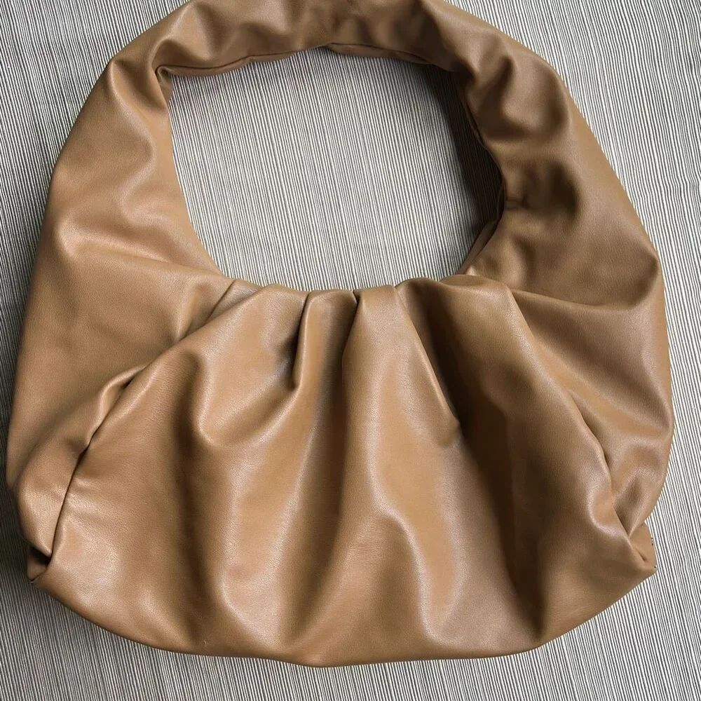 Dumpling Slouch clutch Purse Buttery Soft Camel
